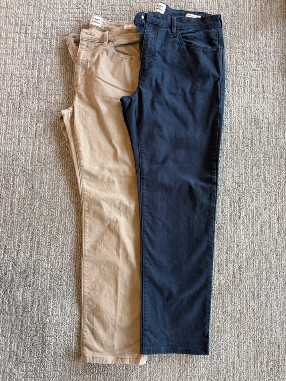 NWOT 2 pairs of Men’s FLINT & TINDER pants 33x30